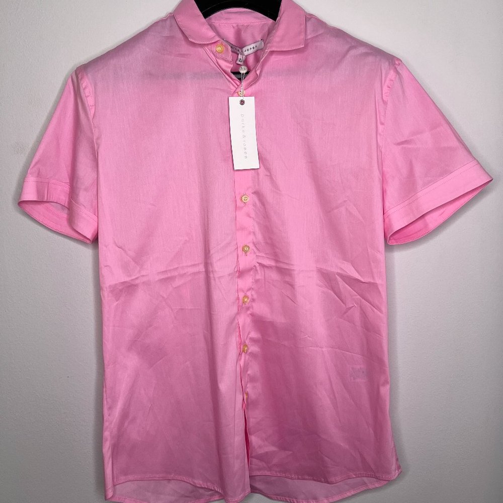 NWT Parke & Ronen Pink S/S Buttoned Down Shirt - Sz. L